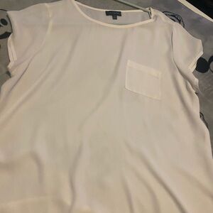 LOFT White Blouse with Pocket Detail